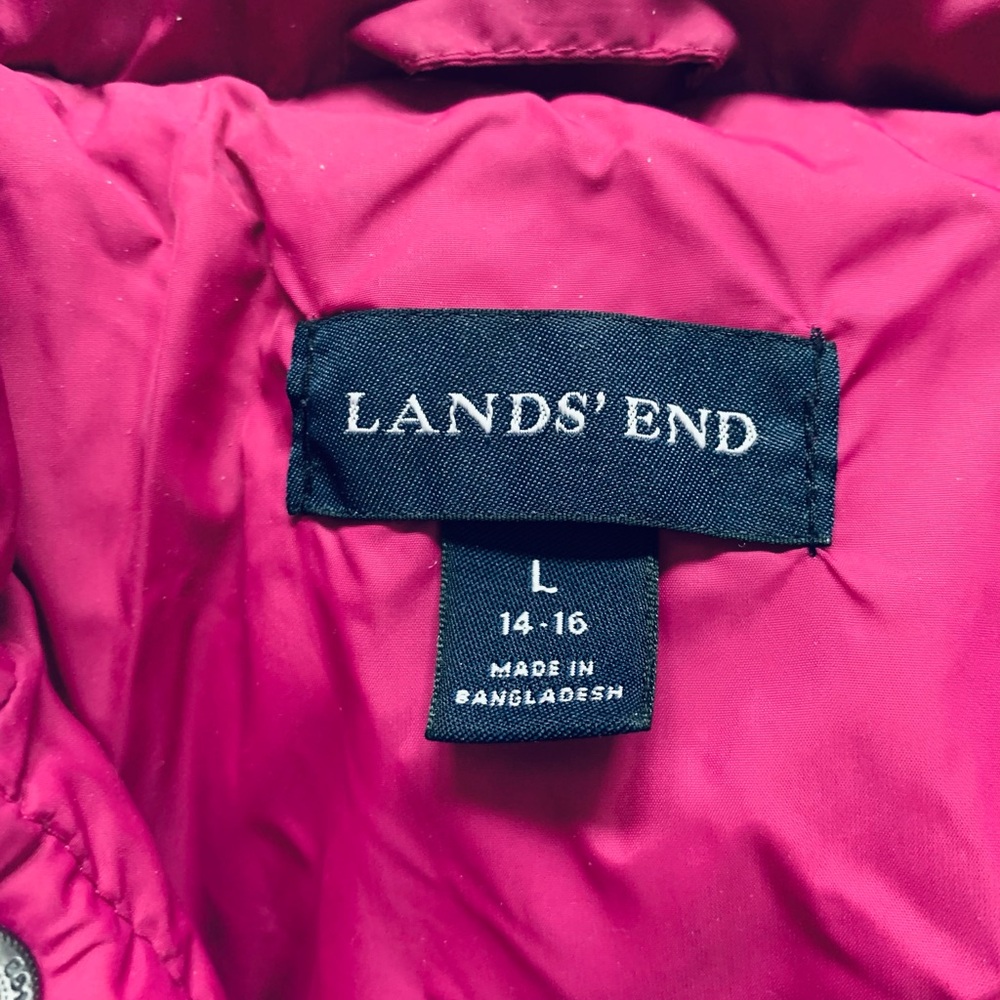 Lands' End Puffer Vest in Bright Raspberry - Picture 2 of 2